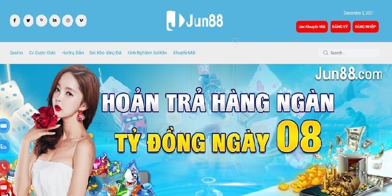 Giao diện sinh động và bắt mắt tại cổng game JUN88