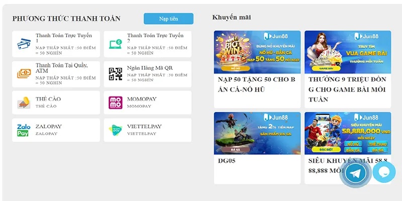 Tính năng nạp và rút tiền tại cổng game đơn giản và nhanh gọn