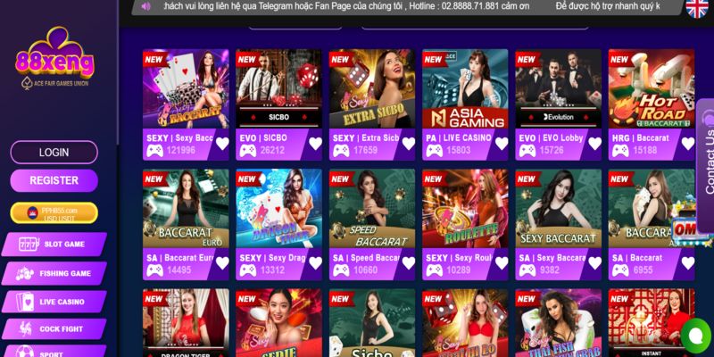 Link vào 88Xeng đa dạng các tựa game hấp dẫn