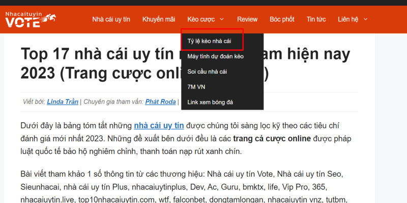 Xem tỷ lệ kèo nhà cái